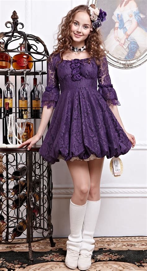 Dream Violet Ruffled Sleeve Lace Fashion Lolita Dress Lolita Dress
