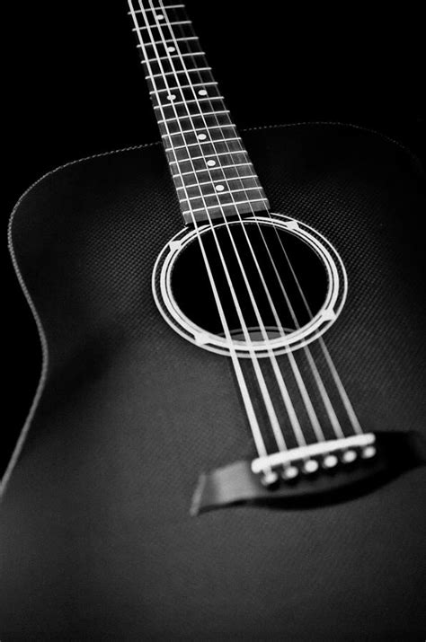 Acoustic Guitar Black And White Artistic Image Photograph