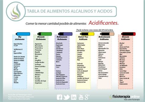 Alimentación y alimentos ácidos o acidificantes y alcalinos o alcalinizantes FisioOnline