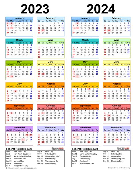 2023 2024 Two Year Calendar Free Printable Word Templates Images