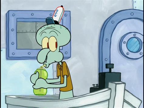 Squidward Drinking A Kelp Shake Without Mr Krabs Knowing Fandom