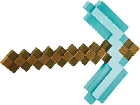 Minecraft Diamond Pickaxe Sword Pixelated Square Weapon Bluebrown 16