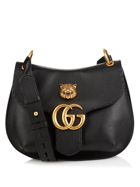 Gucci Gg Marmont Leather Shoulder Bag In Black Leather