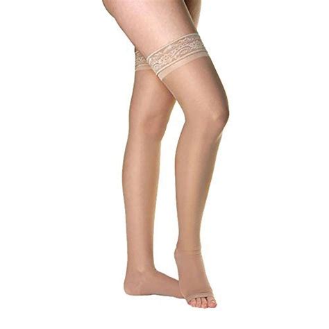 Ames Walker Aw Style Sheer Support Open Toe Thigh Highs W Band