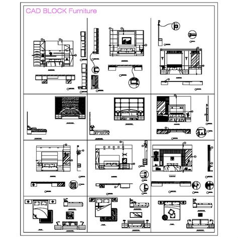 Cad Blocks Furniture Bedroom Living Room And Dining Room Cad Files