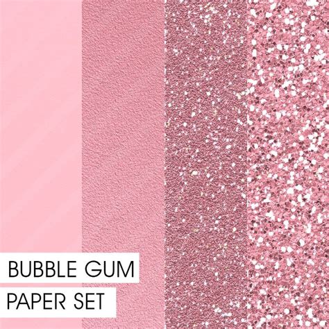 Glitterandplain Paper Set Bubble Gum Pink 4 Différentes Pages Etsy France