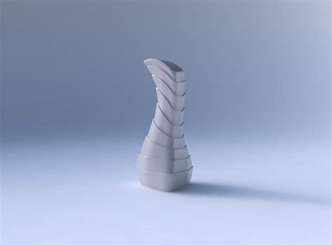 Vase Puffy Bent Triangle With Horizontal Layers 3d Model 3d Printable Cgtrader