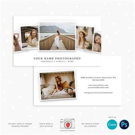 Stacked Pictures Photography Business Card Template For Canva