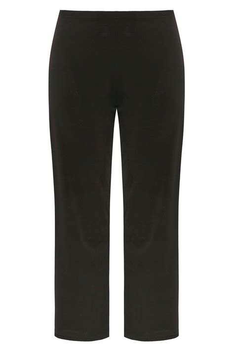 Plus Size Black Pull On Ribbed Bootcut Stretch Trousers Yours Clothing