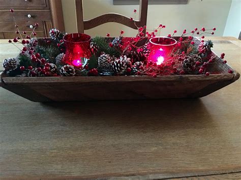 We always have a fantastic time! My dough bowl decorated for a Christmas/ winter center piece. | Dough bowl, Decorative bowls ...