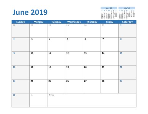 June Calendar 2019 Template Best Printable Calendar