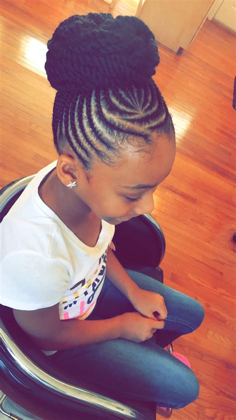 Cornrows for black girls are a great idea to add length to natural hair. Cute updo | Natural hairstyles for kids, Cool braid ...