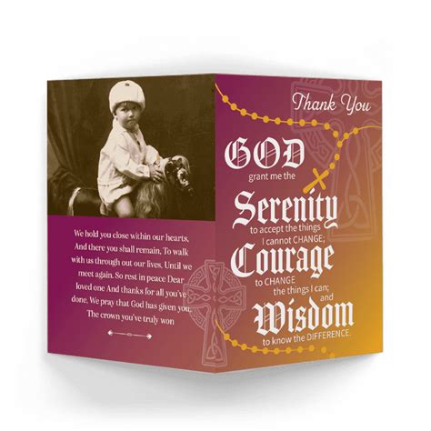 Serenity Prayer Thank You Card Mass Thank You Cards