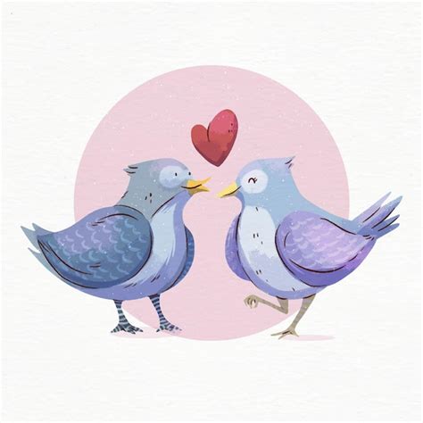 Premium Vector Watercolor Valentines Day Birds In Love