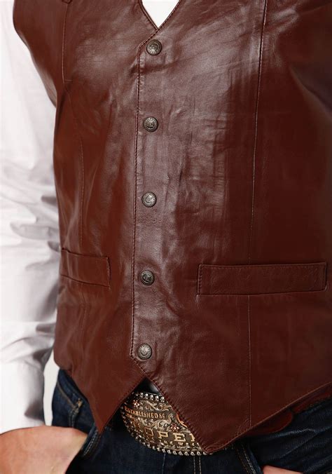Roper 02 0501 Br Brown Lamb Nappa Leather Vest Leather Vest