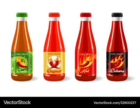 Hot Chili Sauce Bottle Package And Label Design Vector Image