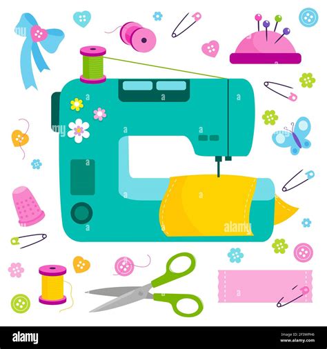 Sewing Tools Equipment And Tailor Needlework Accessories Illustration