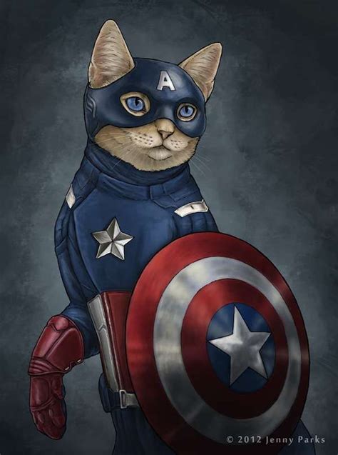 Superhero Feline Makeovers Cat Art Jenny Park Super Cat