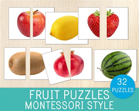Fruit Puzzles Matching Cards Symmetry Montessori Activity Etsy