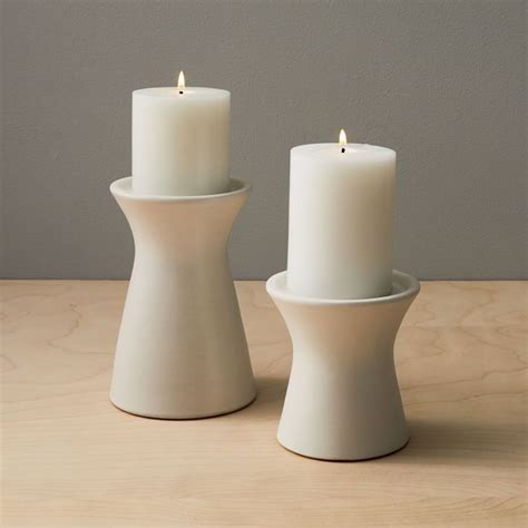 Ceramic Pillar Candleholder White Candle Holders Pottery Candle