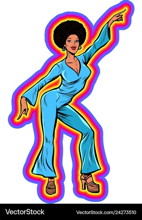 Disco Woman Dancing Eighties Style 80s Afro Vector Image