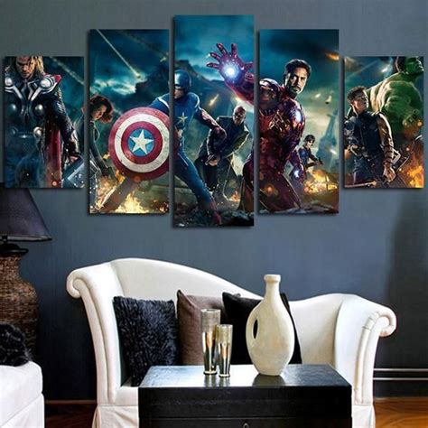 The Avengers Superhero 1 Wall Art Canvas Marvel Wall Art 5 Piece