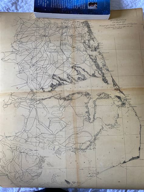 Outer Banks Map 1862 Coastal Map Restoration Decorator Style Vintage
