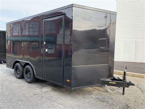 Enclosed Car Hauler Trailer 85x142v Black Black Out Covered Wagon