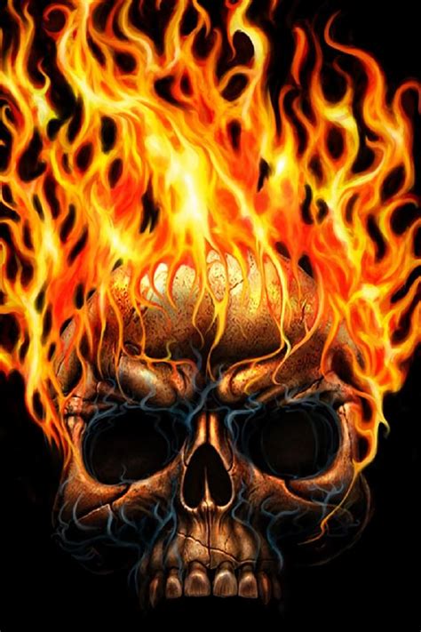 Skull On Fire Iphone Wallpaper Hd