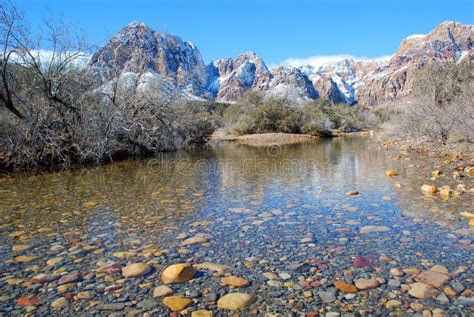 Winter And Snow Melt Runoff In Red Rock Canyon Near Las Vegas Nevada