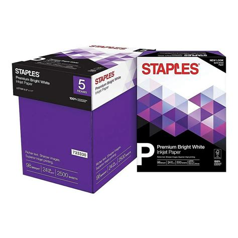 Staples Premium 85 X 11 Multipurpose Paper 24 Lb 98b 500rm 5 Rmct
