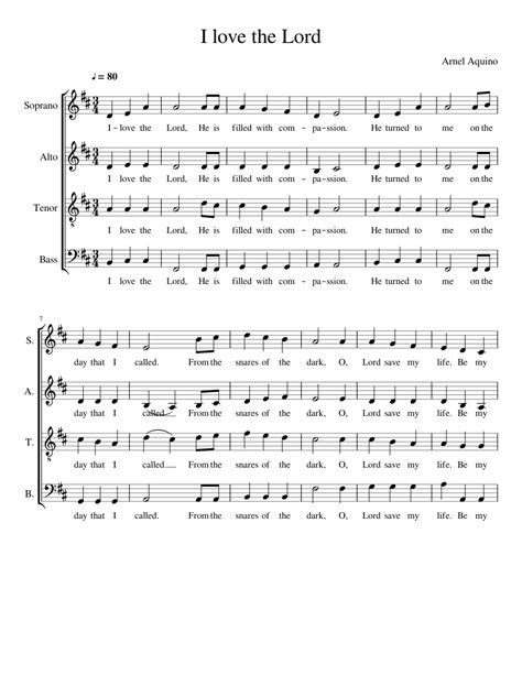 I Love The Lord Sheet Music For Vocals Soprano Tenor Alto Bass