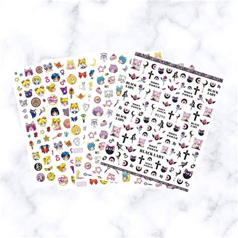 Sailor Moon Nail Art Decals Stickers Etsy