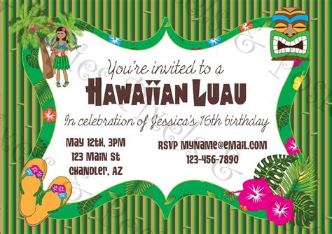 printable luau birthday party invitations