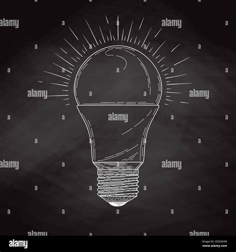 Sketch Lightbulb Isolated On A Blackboard Vector Illustration Stock