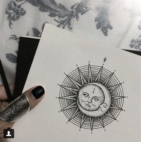 What is the meaning of sun and moon tattoo according to you? Sun and moon | Compass tattoo, Tattoos, Pen drawing