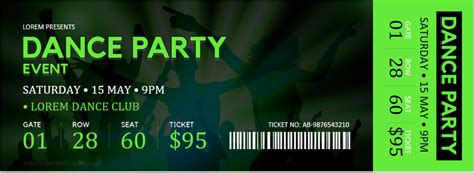Dance Party Event Ticket Templates Download Ms Word File