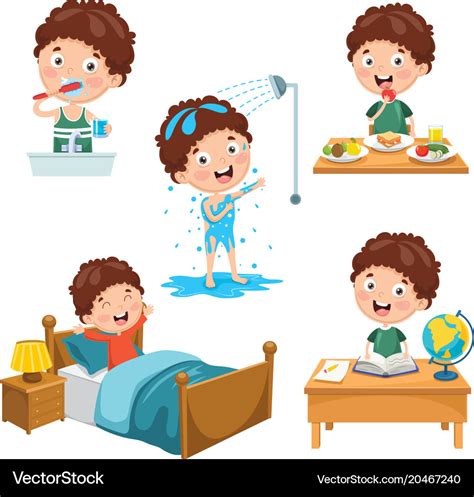 Kids Daily Routine Royalty Free Vector Image Vectorstock