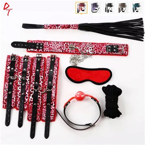 2016 new adult sex products tools 7pcs set sex leather fetish bdsm slave bondage kit mask ball