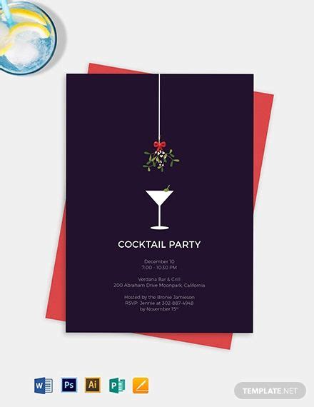 Formal Cocktail Party Invitation Template [free ] Illustrator Word Outlook Apple Pages