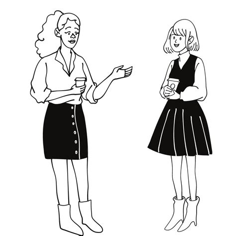 Two Women Standing Next To Each Other Talking