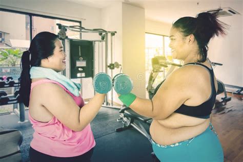 Overweight Women Doing Workout At Gym Stock Image Image Of Lifestyle