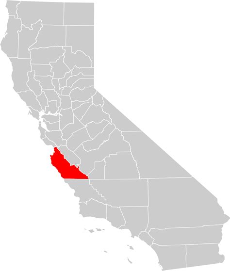 California County Map Monterey County Highlighted
