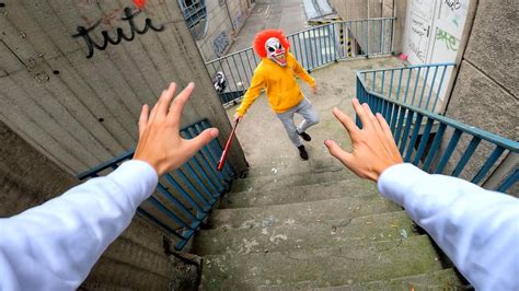 horror clowns vs parkour pov halloween chase vi youtube