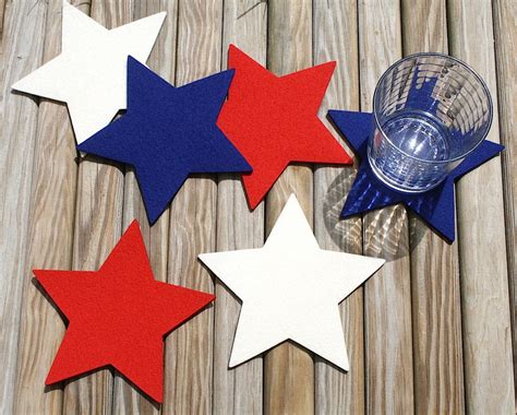Fourth Of July Star Drink Coaster Set Coasters For Drinks Etsy