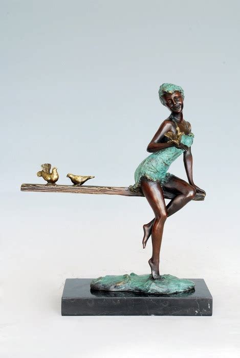 Atlie Bronzes Western Arts Classical Lady With Birds Statues Bronze Sculptures Antique Hotel