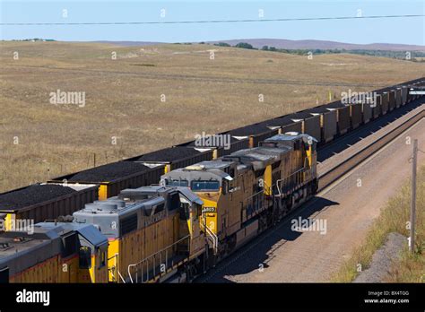Trains Haul Coal From Wyoming Mine Stock Photo Alamy