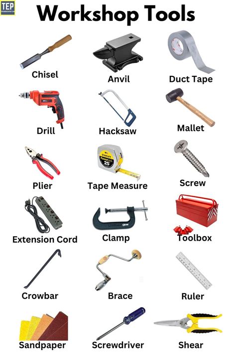 Different Types Of Workshop Tools And Their Uses Names And Pictures