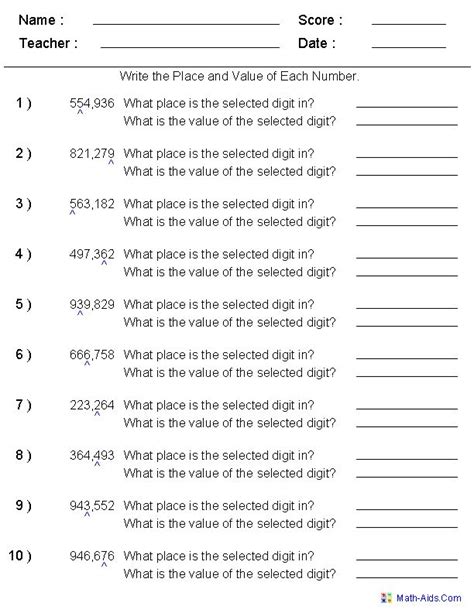 Decimal Place Value Worksheets In 2020 Place Value Worksheets Place