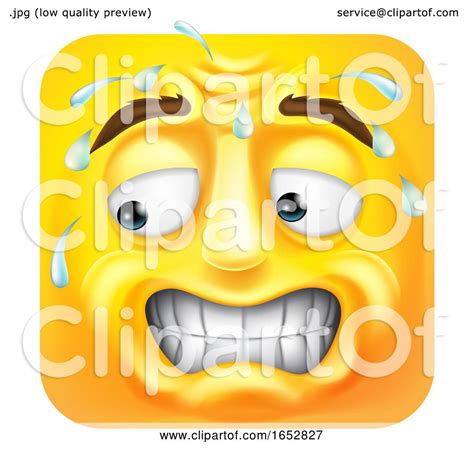 Sweating Worried Emoji Emoticon Icon Cartoon By Atstockillustration
